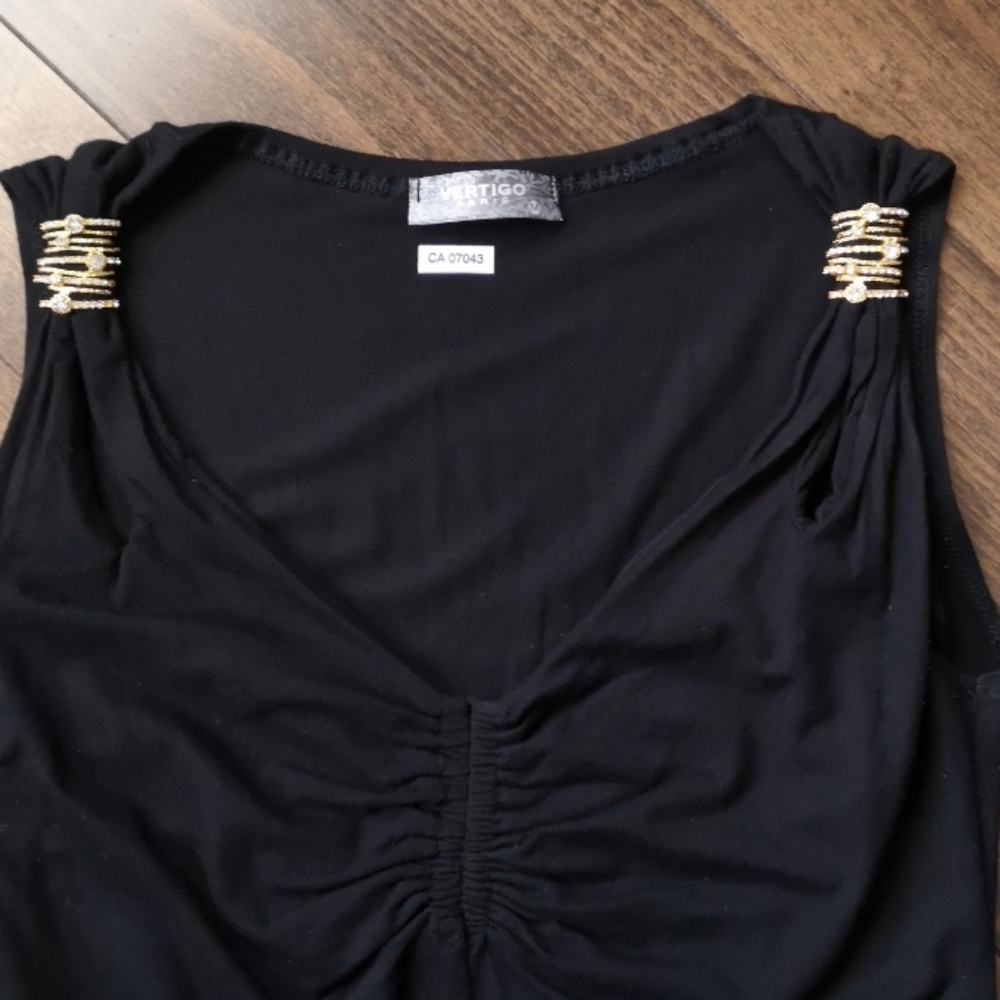 Vertigo Paris black tank with gold embellishments